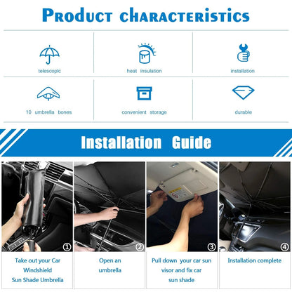 Foldable Car Windshield Sun Shade Umbrella
